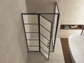 Douchecabine Zwart met Raster Horizon 120x90x200cm - Draaideur - 8mm Helder glas met Nano-coating - 20.5010