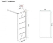 Douchecabine Zwart met Raster Horizon 120x90x200cm - Draaideur - 8mm Helder glas met Nano-coating - 20.5010