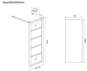 Douchecabine Zwart met Raster Horizon 130x80x200cm - Draaideur - 8mm Helder glas met Nano-coating - 20.5010