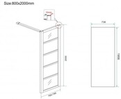 Douchecabine Zwart met Raster Horizon 140x80x200cm - Draaideur - 8mm Helder glas met Nano-coating - 20.5010