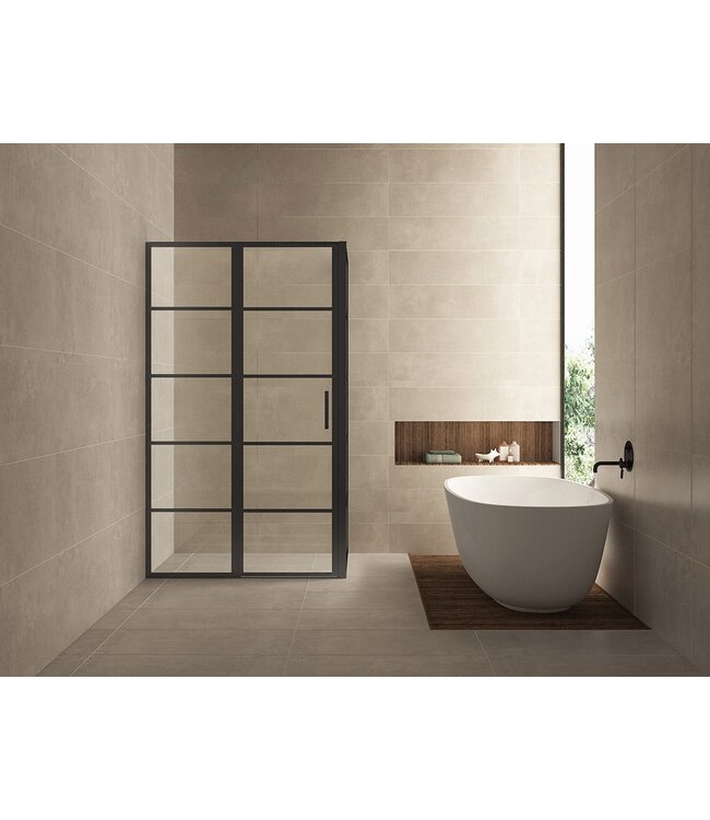 Douchecabine Zwart met Raster Horizon 140x120x200cm - Draaideur - 8mm Helder glas met Nano-coating - 20.5010