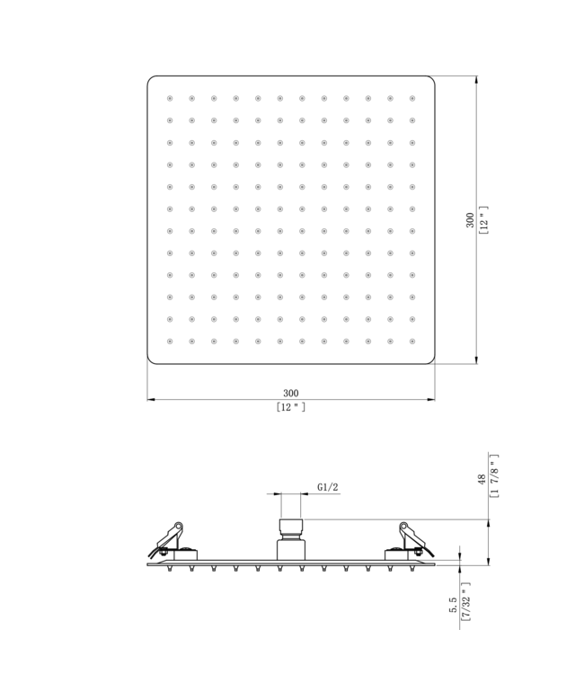 Inbouw Regendouche Plafond 30x30cm Douchekop Mila Gunmetal
