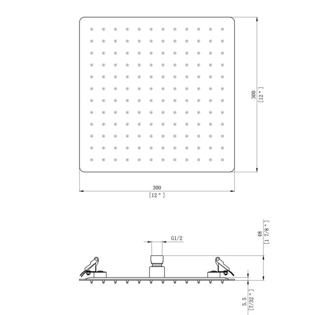 Inbouw Regendouche Plafond 30x30cm Douchekop Mila Geborsteld Koper