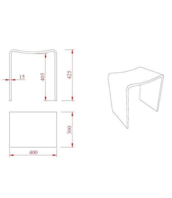 Douchekruk Zita Mat Zwart 40 x 30 x 42,5 solid surface - 36.4011