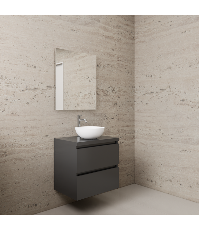 Badkamermeubel Gliss Project 60cm⎢Hoogglans Antraciet⎢Onderkast met topblad