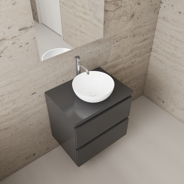 Badkamermeubel Gliss Project 60cm⎢Hoogglans Antraciet⎢Onderkast met topblad