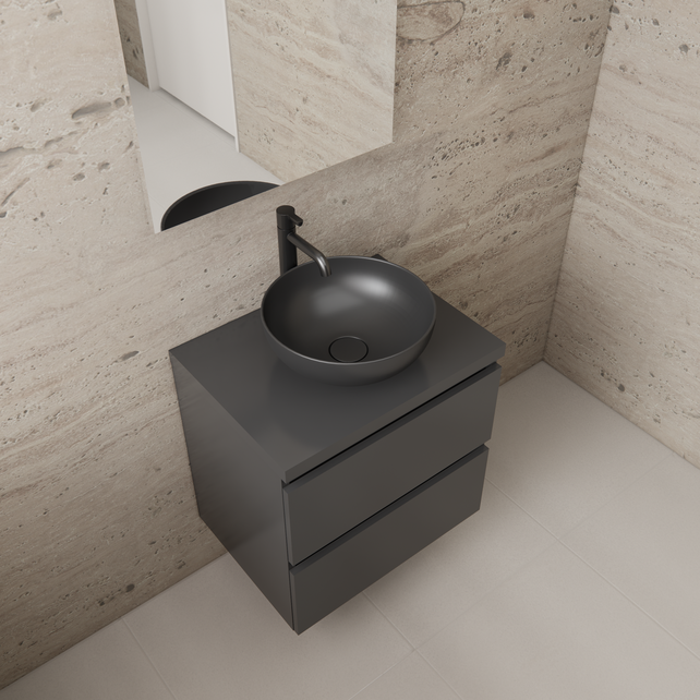 Badkamermeubel Gliss Project 60cm⎢Hoogglans Antraciet⎢Onderkast met topblad