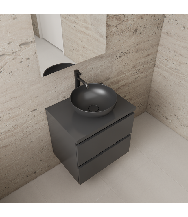 Badkamermeubel Gliss Project 60cm⎢Hoogglans Antraciet⎢Onderkast met topblad