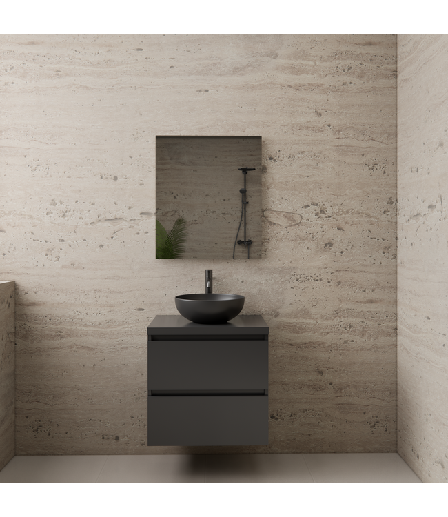 Badkamermeubel Gliss Project 60cm⎢Hoogglans Antraciet⎢Onderkast met topblad