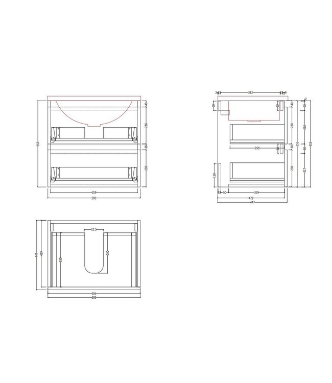 Badkamermeubel Gliss Project 60cm⎢Mat Zwart⎢Onderkast met topblad