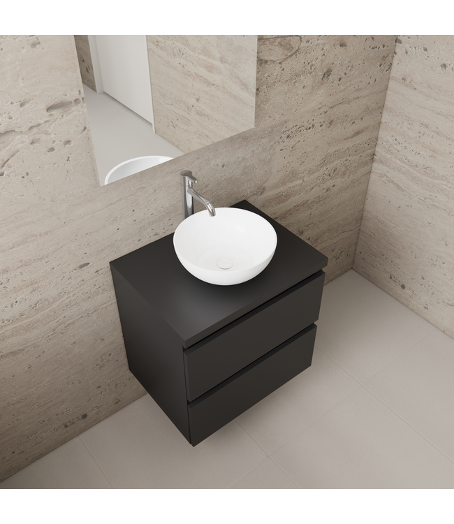 Badkamermeubel Gliss Project 60cm⎢Mat Zwart⎢Onderkast met topblad