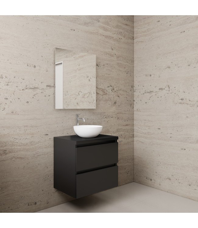 Badkamermeubel Gliss Project 60cm⎢Mat Zwart⎢Onderkast met topblad
