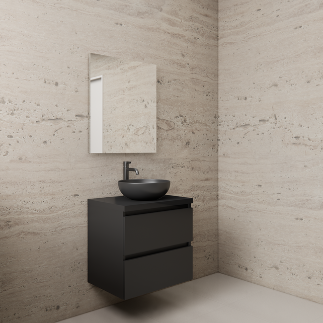 Badkamermeubel Gliss Project 60cm⎢Mat Zwart⎢Onderkast met topblad