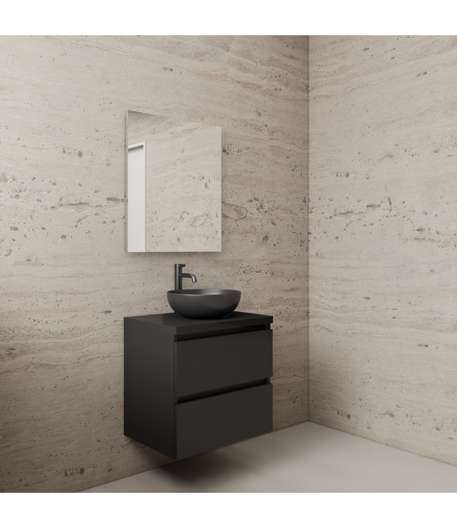 Badkamermeubel Gliss Project 60cm⎢Mat Zwart⎢Onderkast met topblad