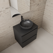 Badkamermeubel Gliss Project 60cm⎢Mat Zwart⎢Onderkast met topblad