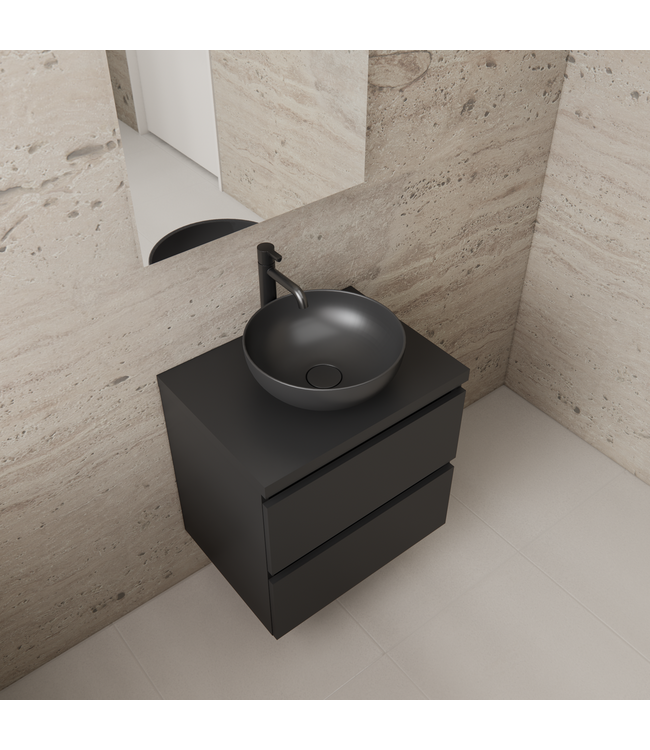 Badkamermeubel Gliss Project 60cm⎢Mat Zwart⎢Onderkast met topblad