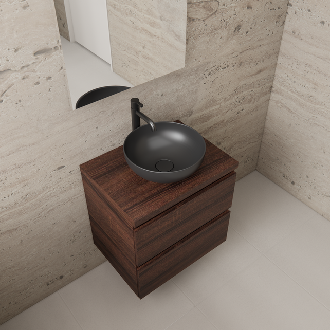 Badkamermeubel Gliss Project 60cm⎢Sonoma Choco⎢Onderkast met topblad