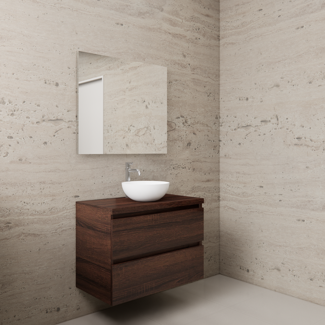 Badkamermeubel Gliss Project 80cm⎢Sonoma Choco⎢Onderkast met topblad