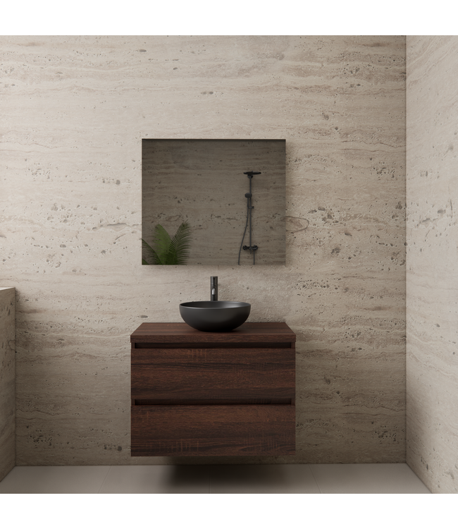 Badkamermeubel Gliss Project 80cm⎢Sonoma Choco⎢Onderkast met topblad