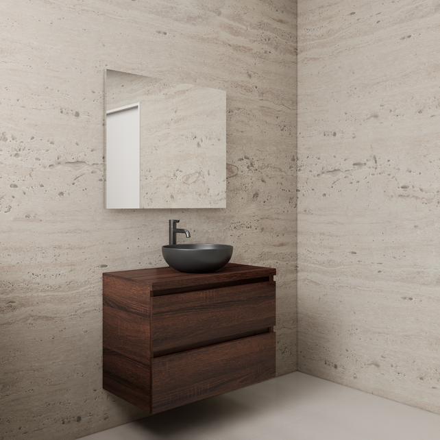 Badkamermeubel Gliss Project 80cm⎢Sonoma Choco⎢Onderkast met topblad