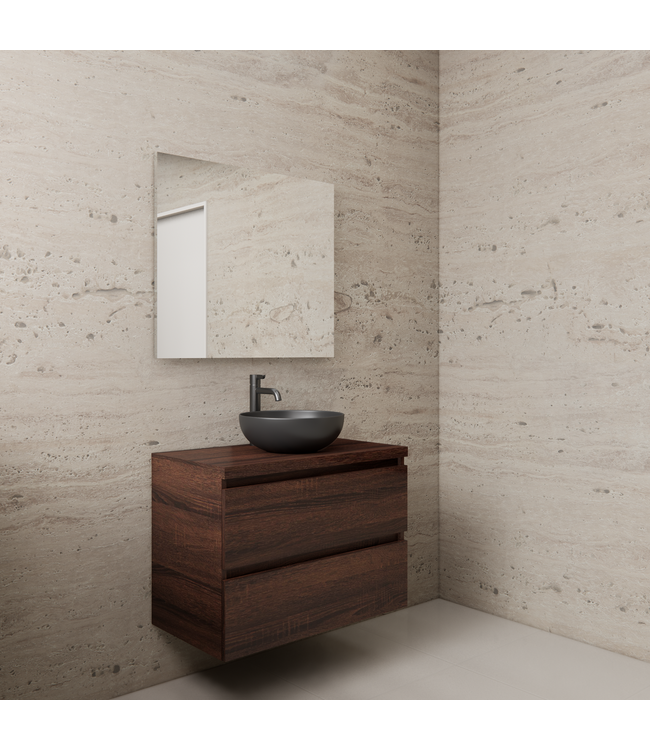 Badkamermeubel Gliss Project 80cm⎢Sonoma Choco⎢Onderkast met topblad