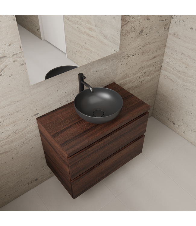 Badkamermeubel Gliss Project 80cm⎢Sonoma Choco⎢Onderkast met topblad