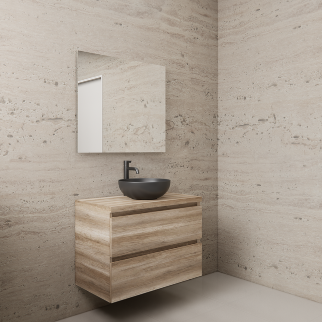 Badkamermeubel Gliss Project 80cm⎢Canyon Oak⎢Onderkast met topblad