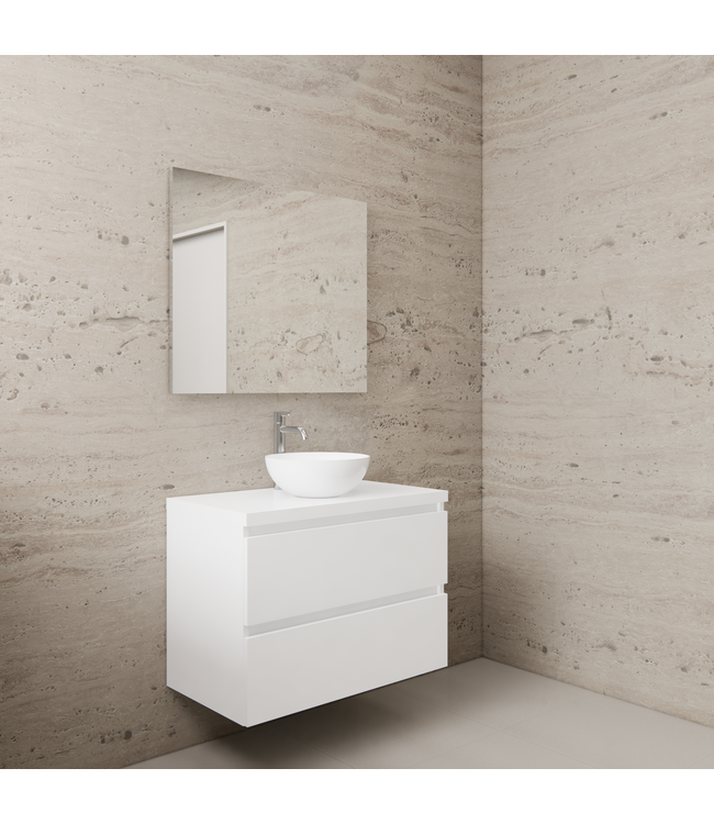 Badkamermeubel Gliss Project 80cm⎢Hoogglans Wit⎢Onderkast met topblad