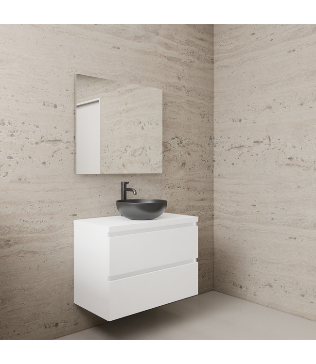 Badkamermeubel Gliss Project 80cm⎢Hoogglans Wit⎢Onderkast met topblad