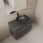 Badkamermeubel Gliss Project 80cm⎢Hoogglans Antraciet⎢Onderkast met topblad Badkamermeubel Gliss Project 80cm⎢Hoogglans Antraciet⎢Onderkast met topblad