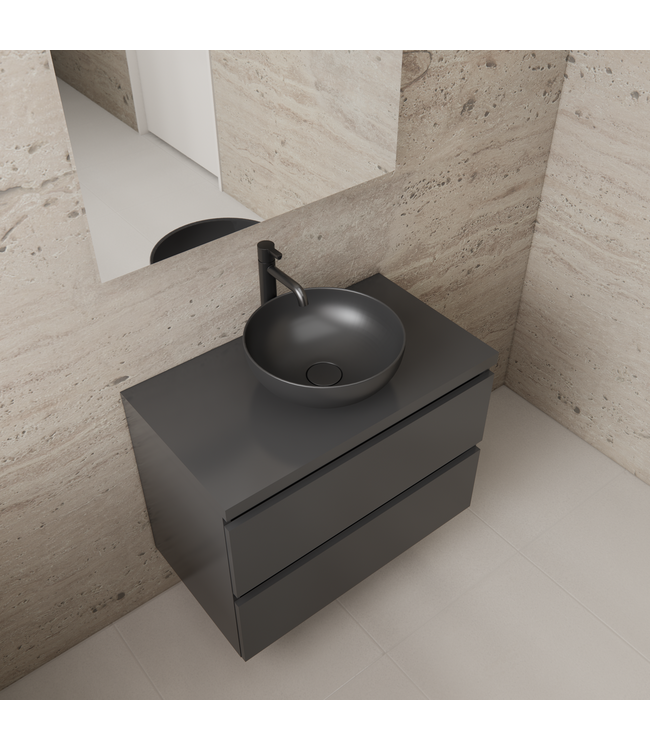 Badkamermeubel Gliss Project 80cm⎢Hoogglans Antraciet⎢Onderkast met topblad