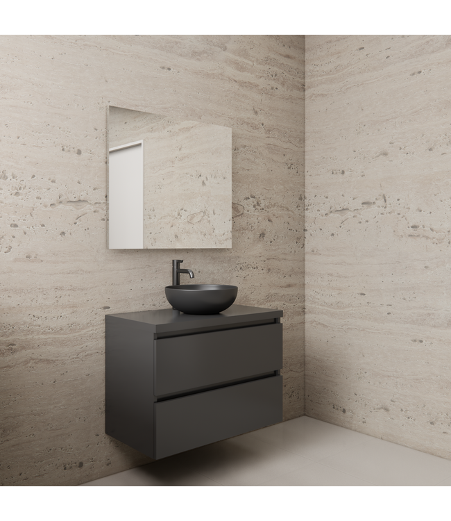 Badkamermeubel Gliss Project 80cm⎢Hoogglans Antraciet⎢Onderkast met topblad