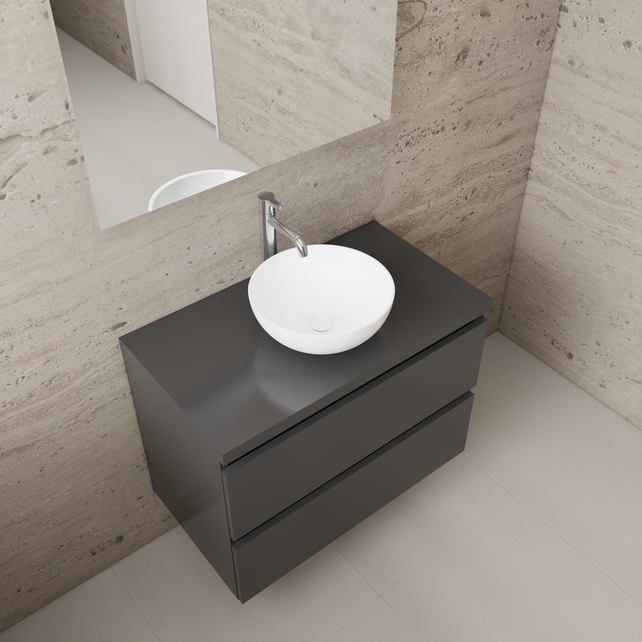 Badkamermeubel Gliss Project 80cm⎢Hoogglans Antraciet⎢Onderkast met topblad Badkamermeubel Gliss Project 80cm⎢Hoogglans Antraciet⎢Onderkast met topblad