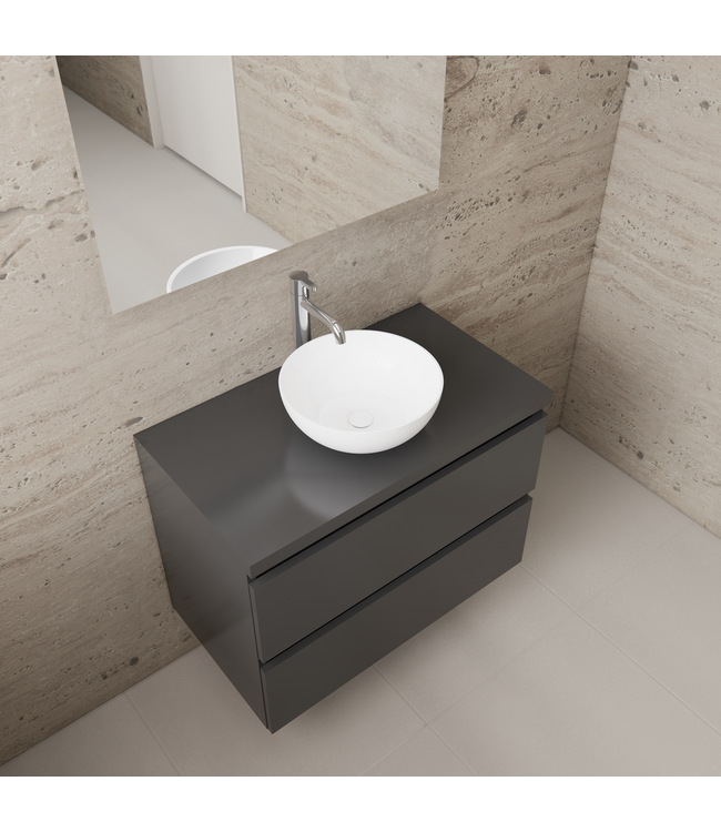 Badkamermeubel Gliss Project 80cm⎢Hoogglans Antraciet⎢Onderkast met topblad