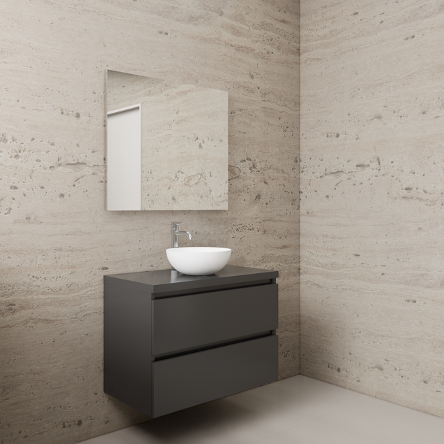 Badkamermeubel Gliss Project 80cm⎢Hoogglans Antraciet⎢Onderkast met topblad Badkamermeubel Gliss Project 80cm⎢Hoogglans Antraciet⎢Onderkast met topblad