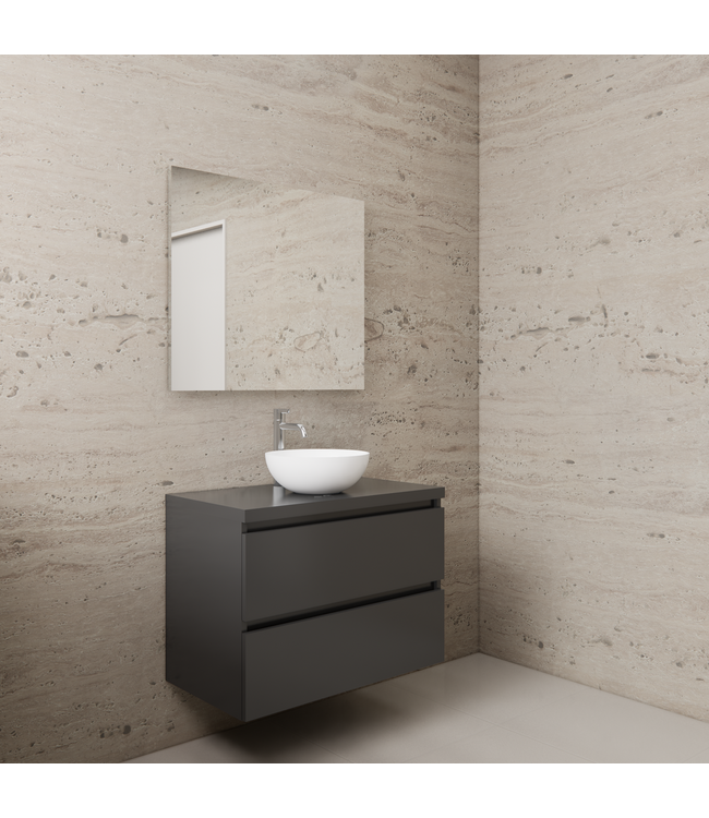 Badkamermeubel Gliss Project 80cm⎢Hoogglans Antraciet⎢Onderkast met topblad