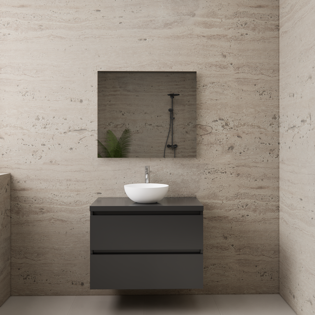 Badkamermeubel Gliss Project 80cm⎢Hoogglans Antraciet⎢Onderkast met topblad Badkamermeubel Gliss Project 80cm⎢Hoogglans Antraciet⎢Onderkast met topblad