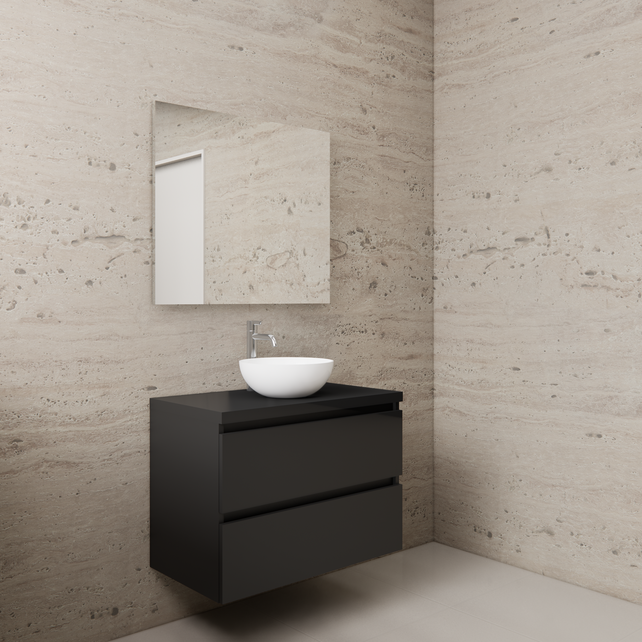 Badkamermeubel Gliss Project 80cm⎢Mat Zwart⎢Onderkast met topblad Badkamermeubel Gliss Project 80cm⎢Mat Zwart⎢Onderkast met topblad