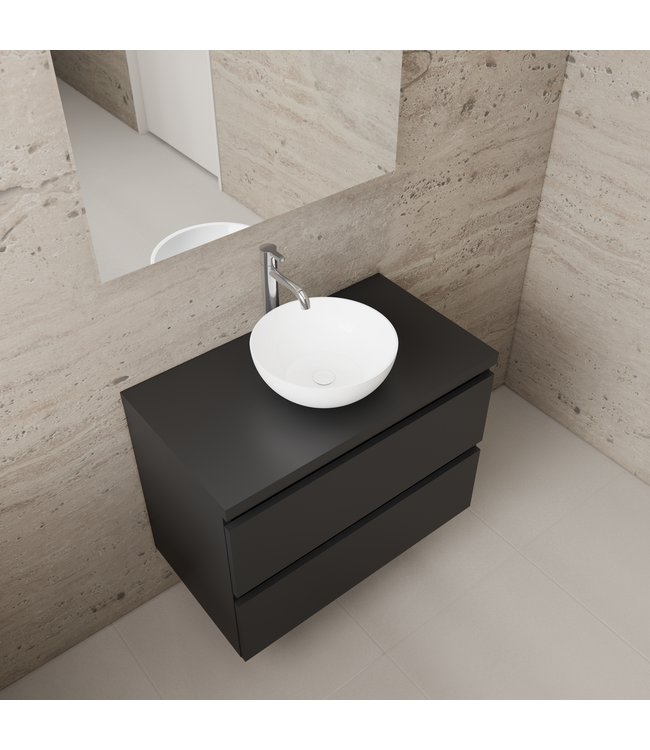 Badkamermeubel Gliss Project 80cm⎢Mat Zwart⎢Onderkast met topblad