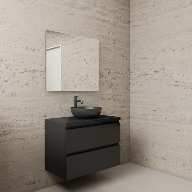 Badkamermeubel Gliss Project 80cm⎢Mat Zwart⎢Onderkast met topblad Badkamermeubel Gliss Project 80cm⎢Mat Zwart⎢Onderkast met topblad