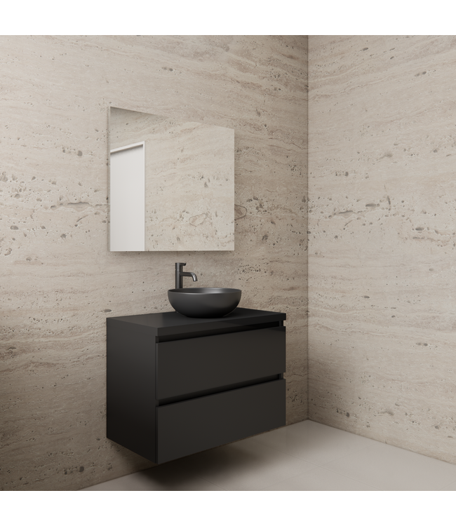 Badkamermeubel Gliss Project 80cm⎢Mat Zwart⎢Onderkast met topblad