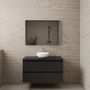 Badkamermeubel Gliss Project 100cm⎢Mat Zwart⎢Onderkast met topblad