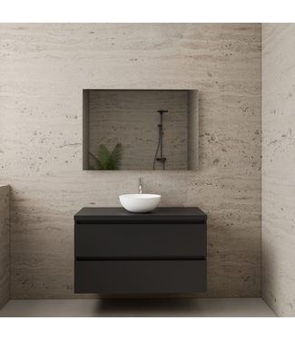 GLISS DESIGN Badkamermeubel Gliss Project 100cm⎢Mat Zwart⎢Onderkast met topblad