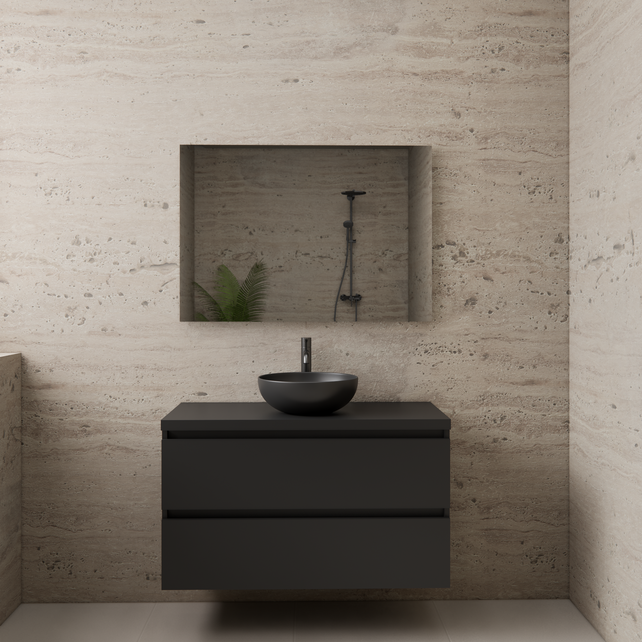 Badkamermeubel Gliss Project 100cm⎢Mat Zwart⎢Onderkast met topblad Badkamermeubel Gliss Project 100cm⎢Mat Zwart⎢Onderkast met topblad