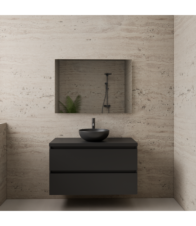 Badkamermeubel Gliss Project 100cm⎢Mat Zwart⎢Onderkast met topblad