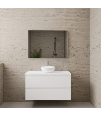 GLISS DESIGN Badkamermeubel Gliss Project 100cm⎢Hoogglans Wit⎢Onderkast met topblad