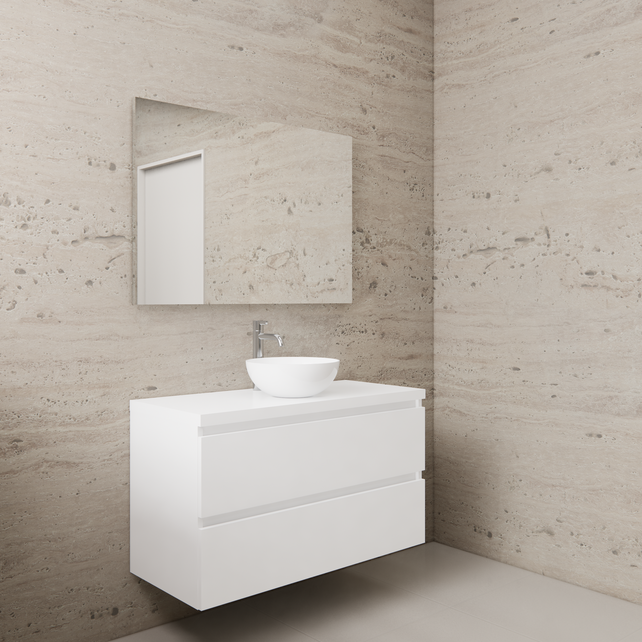 Badkamermeubel Gliss Project 100cm⎢Hoogglans Wit⎢Onderkast met topblad