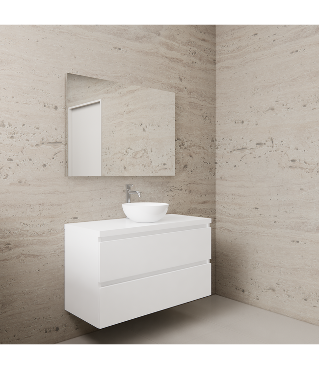 Badkamermeubel Gliss Project 100cm⎢Hoogglans Wit⎢Onderkast met topblad