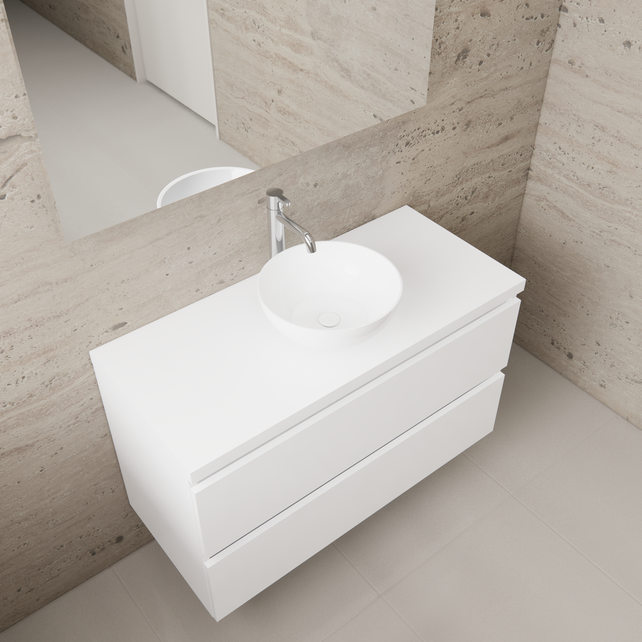 Badkamermeubel Gliss Project 100cm⎢Hoogglans Wit⎢Onderkast met topblad