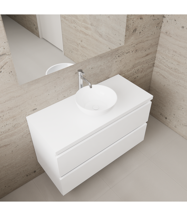 Badkamermeubel Gliss Project 100cm⎢Hoogglans Wit⎢Onderkast met topblad